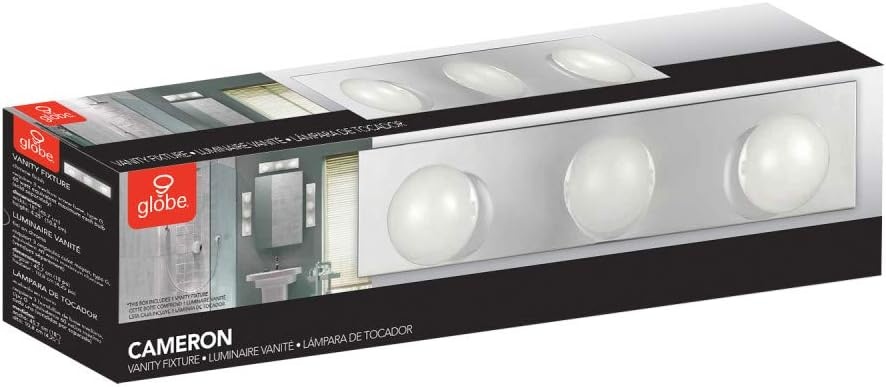 image:imageGLOBE ELECTRIC 51202 Cameron Collection 3 Chrome Fixture Vanity Light