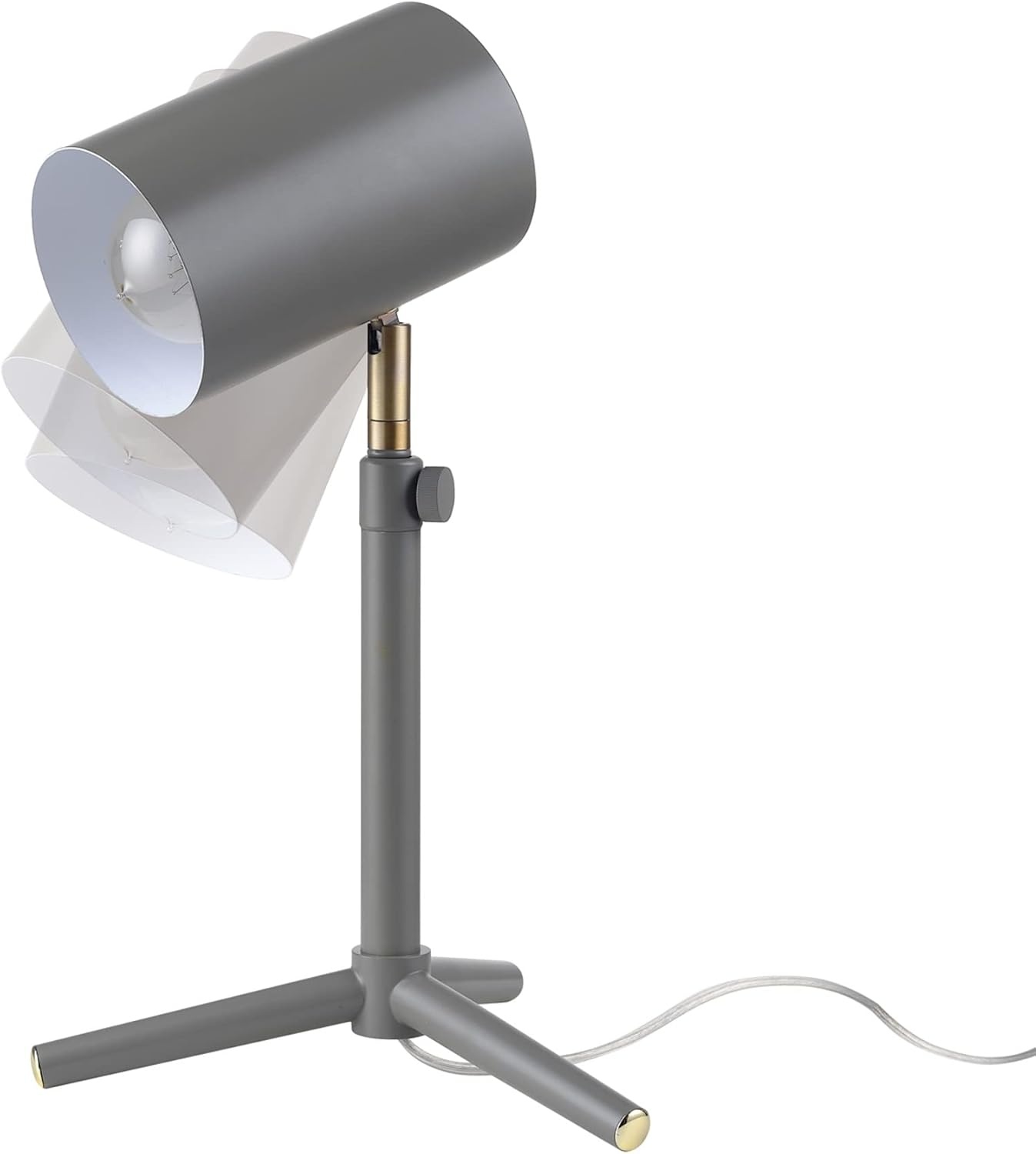 image:imageGLOBE Electric 30298 Pratt 18 Adjustable Height Desk Lamp Matte Gray Brass Pivot Joint inLine OnOff Rocker SwitchMatte Gray