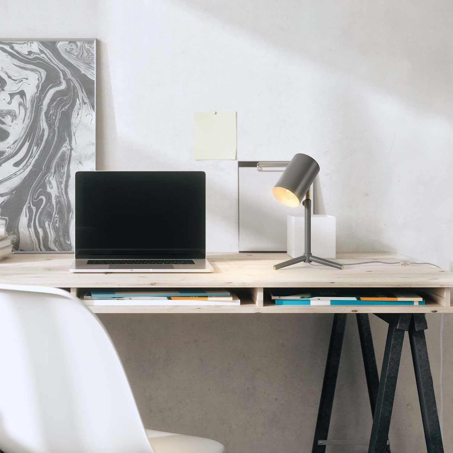 image:imageGLOBE Electric 30298 Pratt 18 Adjustable Height Desk Lamp Matte Gray Brass Pivot Joint inLine OnOff Rocker SwitchMatte Gray