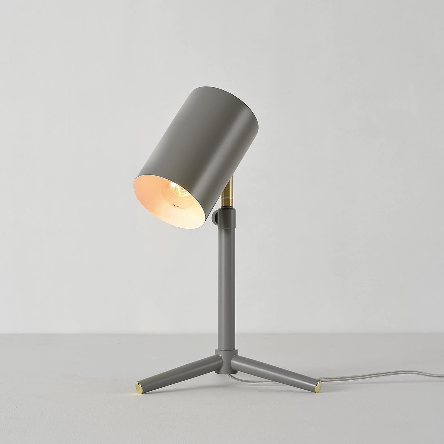 image:imageGLOBE Electric 30298 Pratt 18 Adjustable Height Desk Lamp Matte Gray Brass Pivot Joint inLine OnOff Rocker SwitchMatte Gray