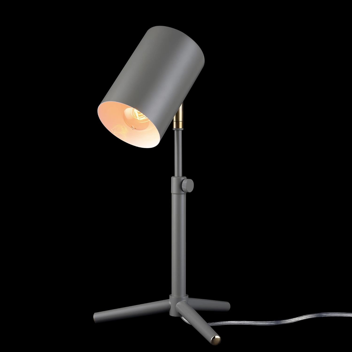 image:imageGLOBE Electric 30298 Pratt 18 Adjustable Height Desk Lamp Matte Gray Brass Pivot Joint inLine OnOff Rocker SwitchMatte Gray