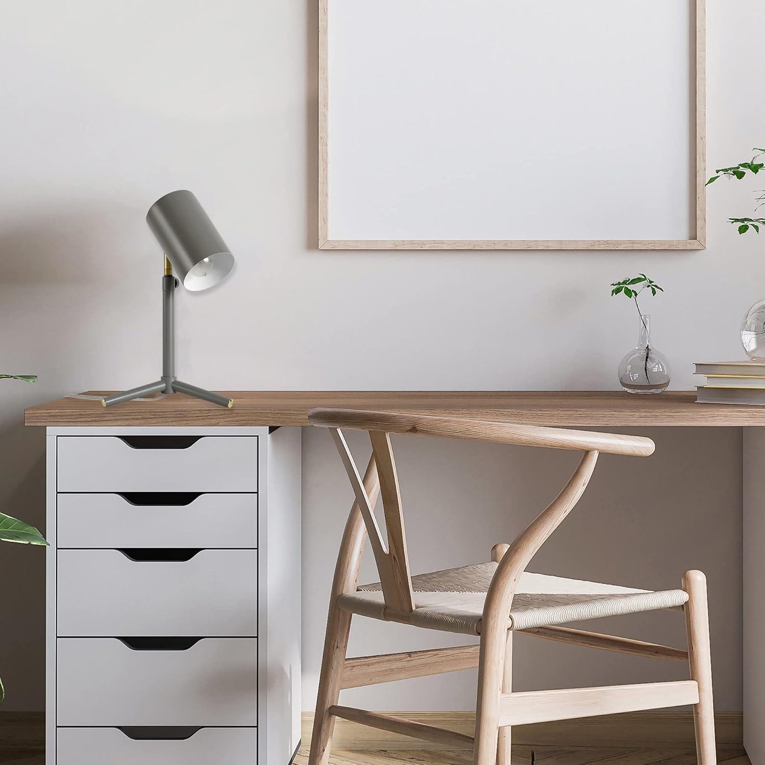 image:imageGLOBE Electric 30298 Pratt 18 Adjustable Height Desk Lamp Matte Gray Brass Pivot Joint inLine OnOff Rocker SwitchMatte Gray