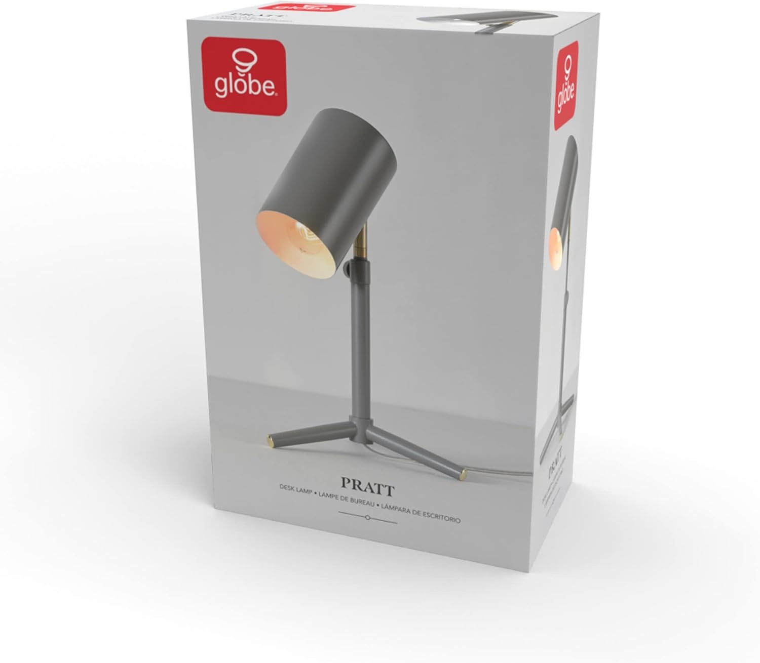 image:imageGLOBE Electric 30298 Pratt 18 Adjustable Height Desk Lamp Matte Gray Brass Pivot Joint inLine OnOff Rocker SwitchMatte Gray