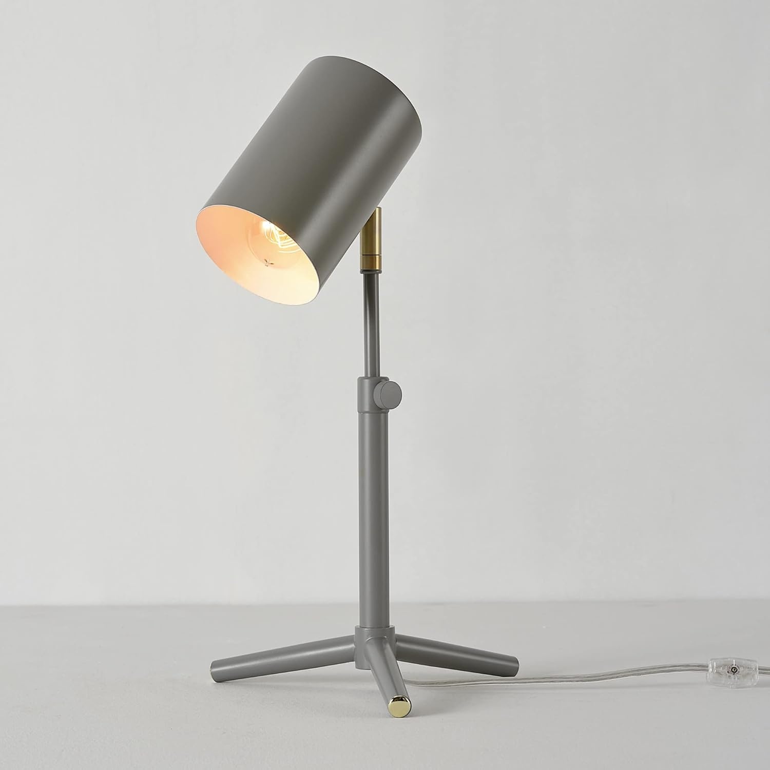 image:imageGLOBE Electric 30298 Pratt 18 Adjustable Height Desk Lamp Matte Gray Brass Pivot Joint inLine OnOff Rocker SwitchMatte Gray