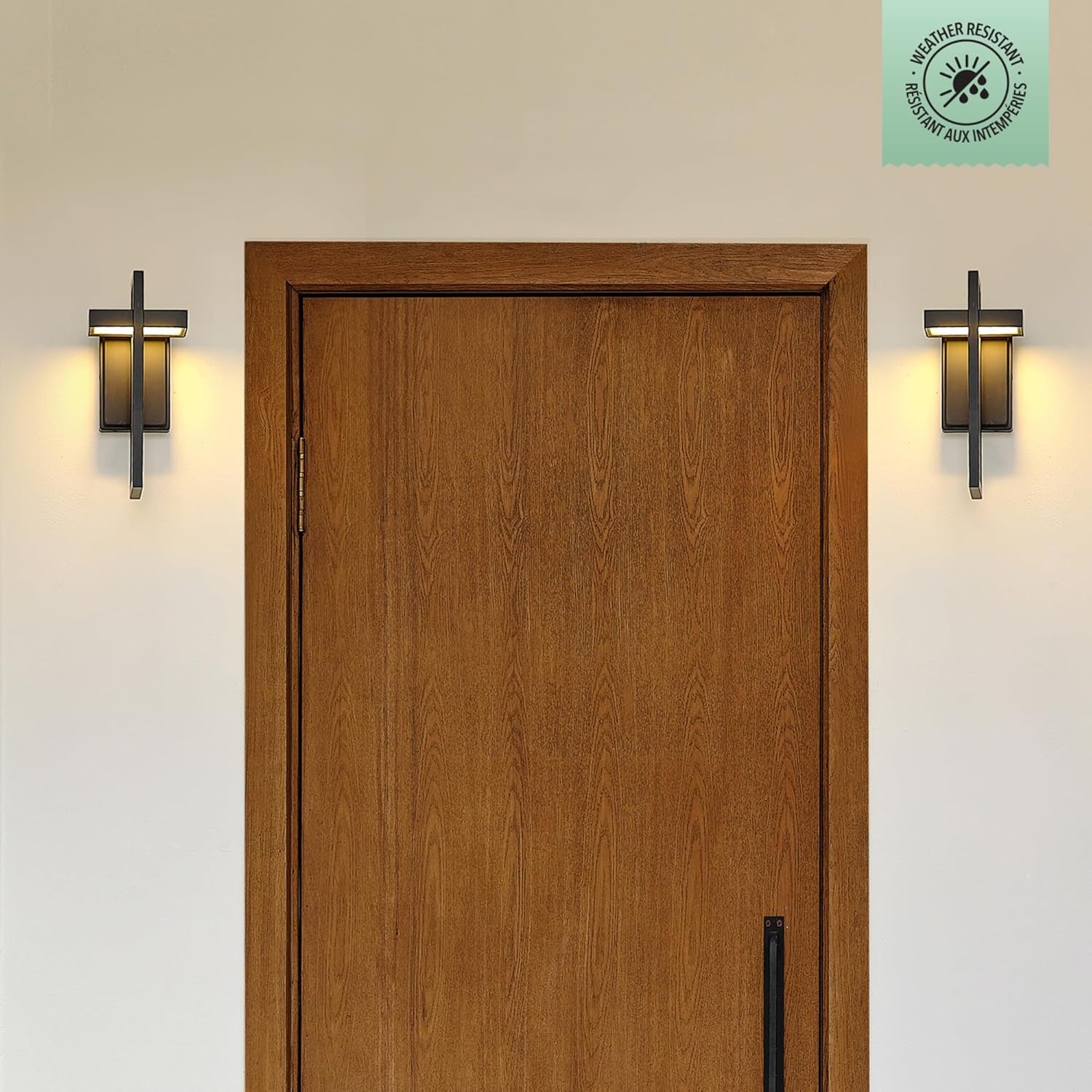 image:imageGLOBE Electric 60000024 12W LED Integrated Outdoor Wall Sconce Matte Black 400 Lumens 3000 Kelvin 80 CRI Weather Resistant Exterior Lighting for House Patio Lights Porch Decor