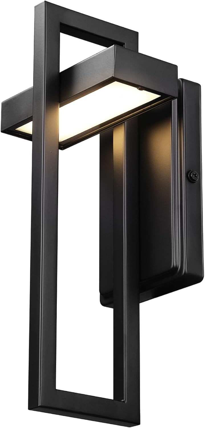 image:imageGLOBE Electric 60000024 12W LED Integrated Outdoor Wall Sconce Matte Black 400 Lumens 3000 Kelvin 80 CRI Weather Resistant Exterior Lighting for House Patio Lights Porch Decor