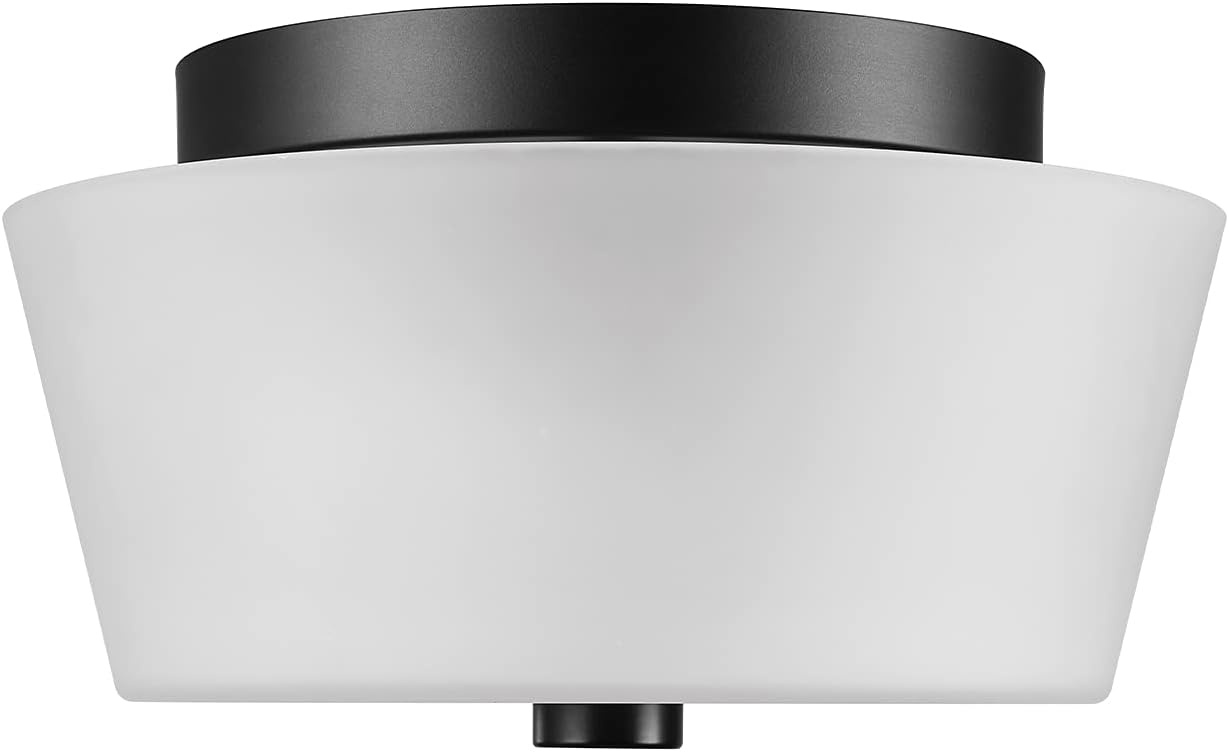 image:imageGLOBE Electric 61253 Jones 2Light Flush Mount Ceiling Light Frosted Glass Shade Bronze Bulb Not Included