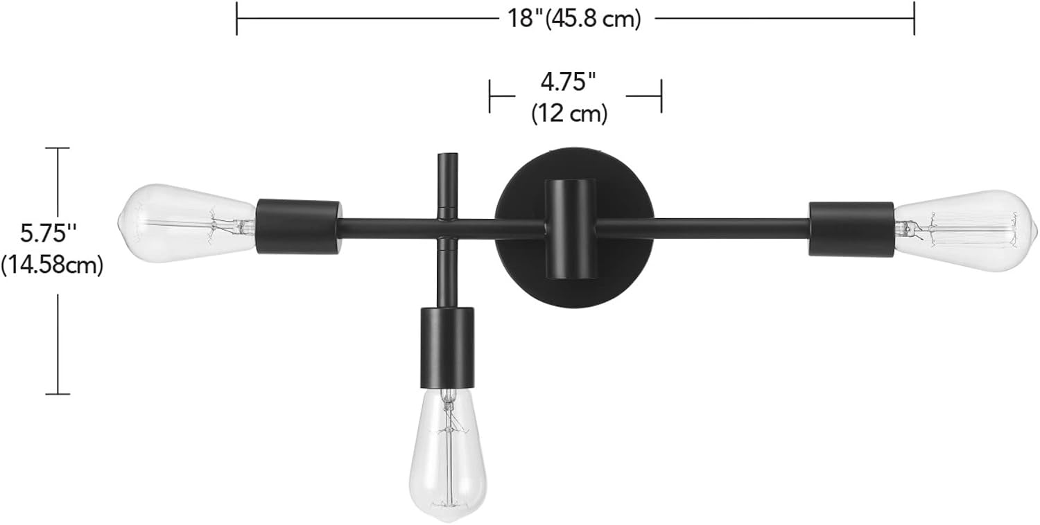 image:imageGLOBE Electric 63000008 18 3Light Vanity Light Matte Black Bulb Not Included