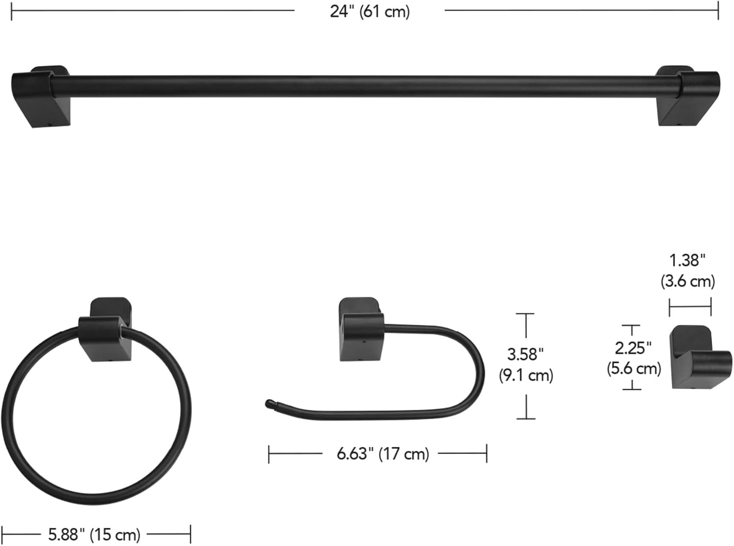 image:imageGLOBE Electric 63000058 5Piece AllinOne Bathroom Accessory Set Brass amp Black 3Light Vanity Light Towel Bar Toilet Paper Holder Towel Ring Robe Hook Bathroom Lights Over MirrorMatte Black Tristan 5Piece