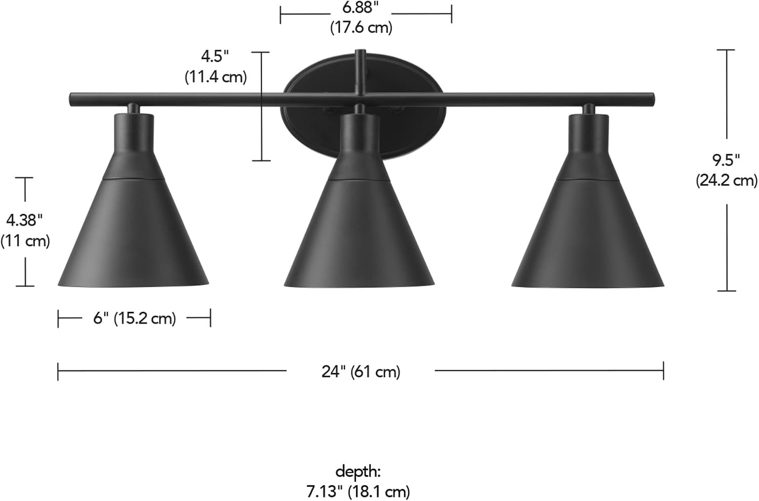 image:imageGLOBE Electric 63000058 5Piece AllinOne Bathroom Accessory Set Brass amp Black 3Light Vanity Light Towel Bar Toilet Paper Holder Towel Ring Robe Hook Bathroom Lights Over MirrorMatte Black Tristan 5Piece
