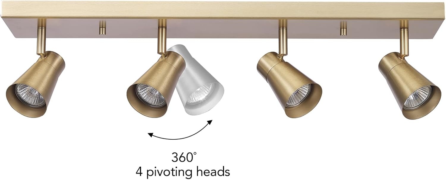 image:imageGLOBE Electric 64000046 25 4Light Track Lighting Matte Brass Ceiling Light Pivot Shades 4 Bulb Kitchen Lights GU10 Socket