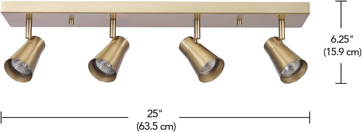 image:imageGLOBE Electric 64000046 25 4Light Track Lighting Matte Brass Ceiling Light Pivot Shades 4 Bulb Kitchen Lights GU10 Socket