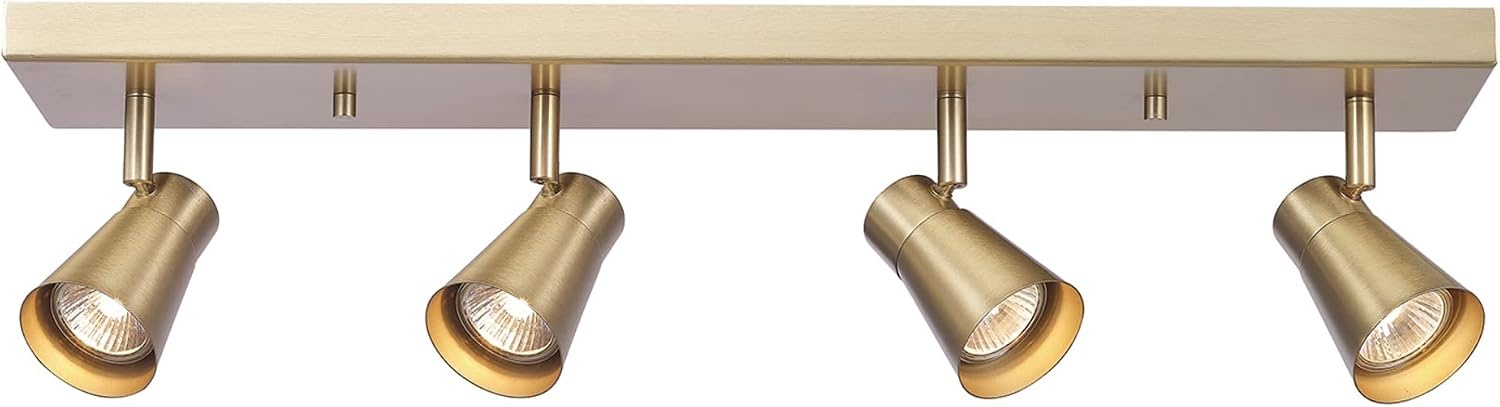 image:imageGLOBE Electric 64000046 25 4Light Track Lighting Matte Brass Ceiling Light Pivot Shades 4 Bulb Kitchen Lights GU10 Socket