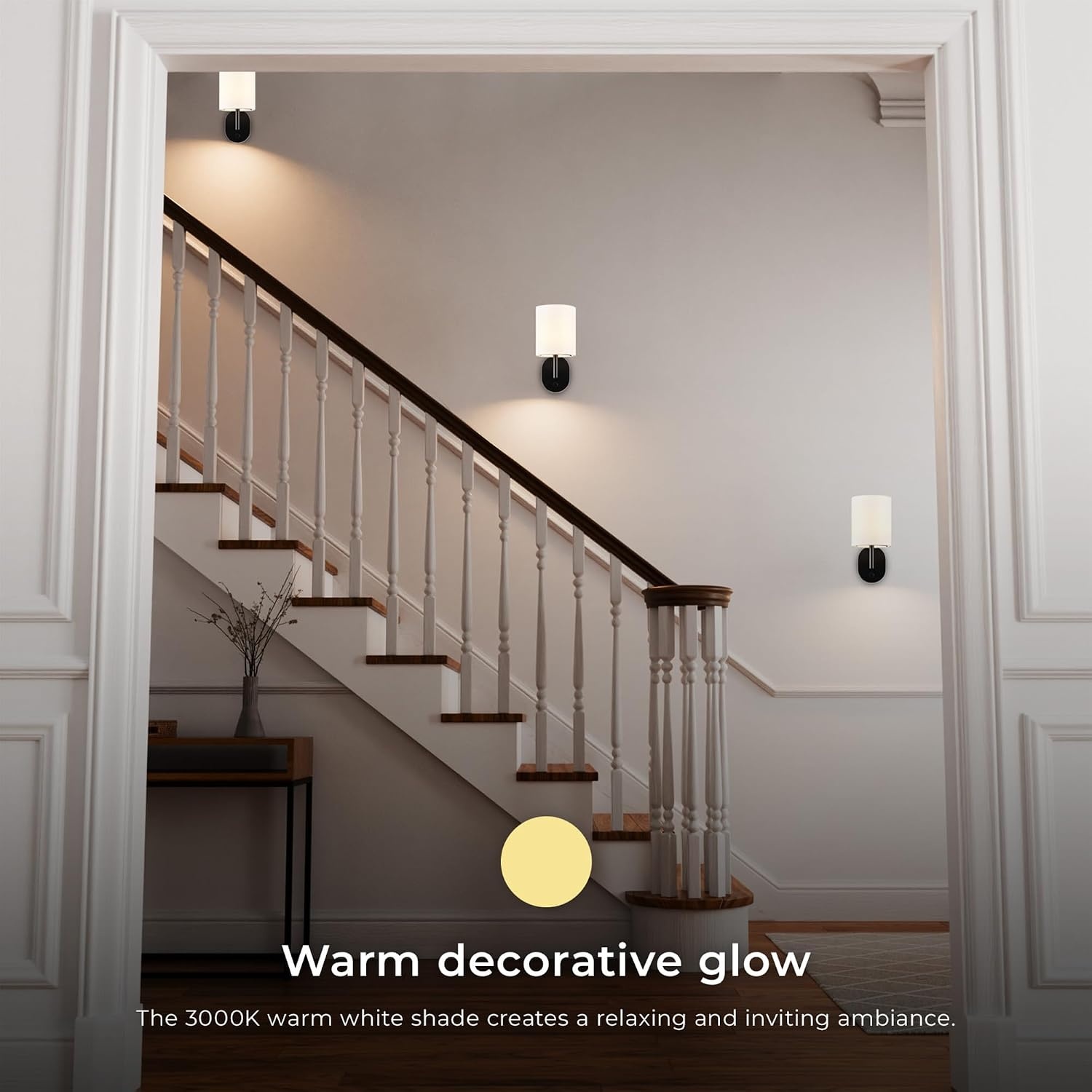 image:imageGLOBE Electric 65000108 Rechargeable Battery Wall Sconce LED Integrated Matte Black White Fabric Shade 3 Brightness Levels USBC Cable Included 15W 150 Lumens 3000 Kelvin 90CRI
