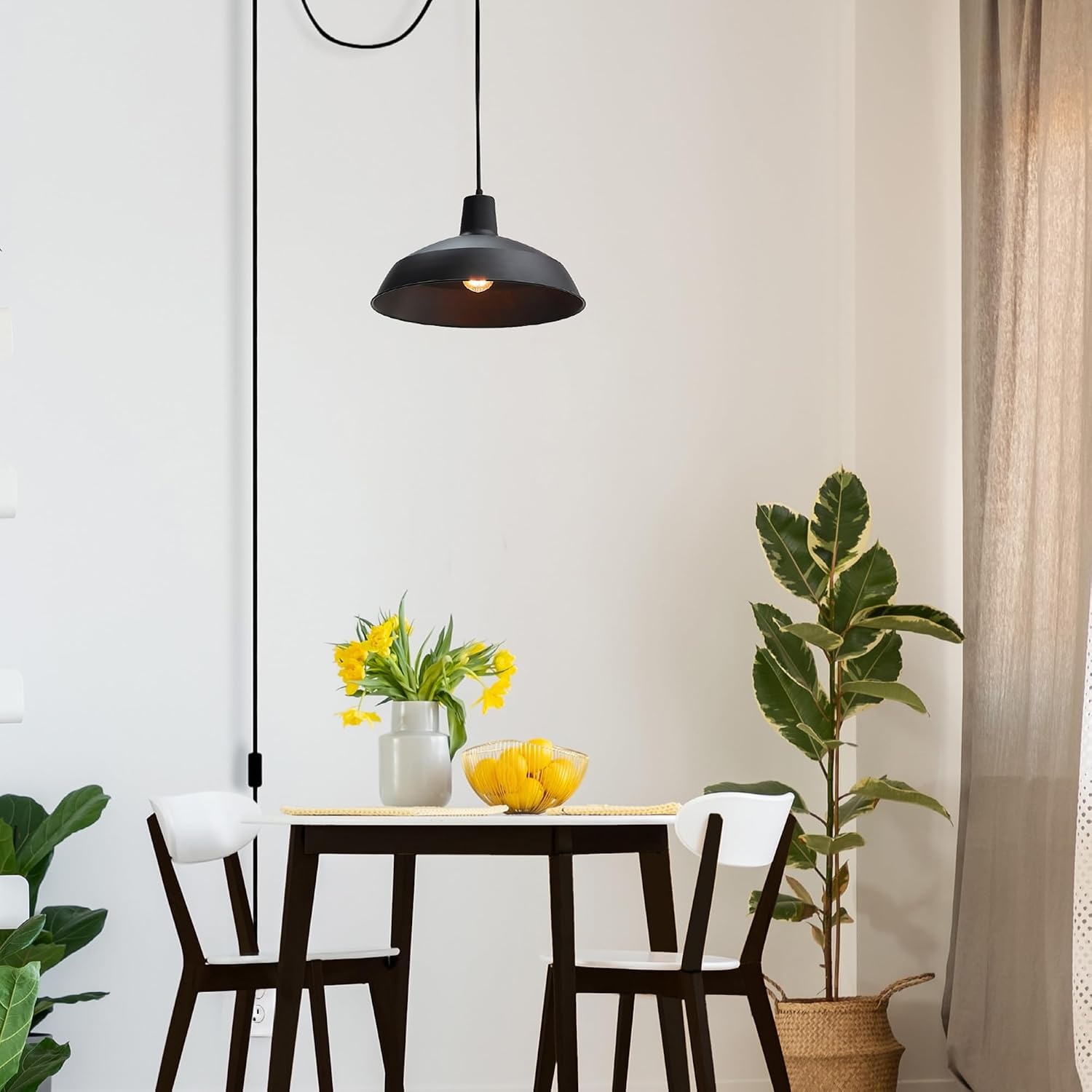 image:imageGLOBE Electric 65155 1Light Industrial Warehouse Pendant Lighting Matte Black Hanging Lamp Hanging Lights Ceiling Light FixtureBarnyard Black PlugIn