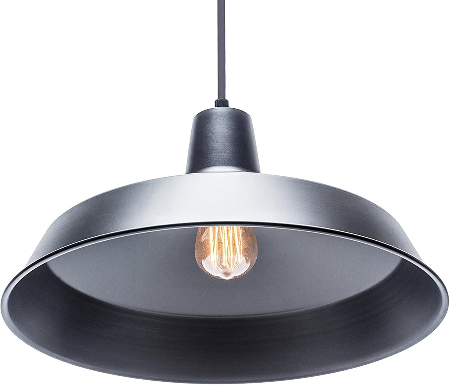 image:imageGLOBE Electric 65155 1Light Industrial Warehouse Pendant Lighting Matte Black Hanging Lamp Hanging Lights Ceiling Light FixtureBarnyard Black PlugIn