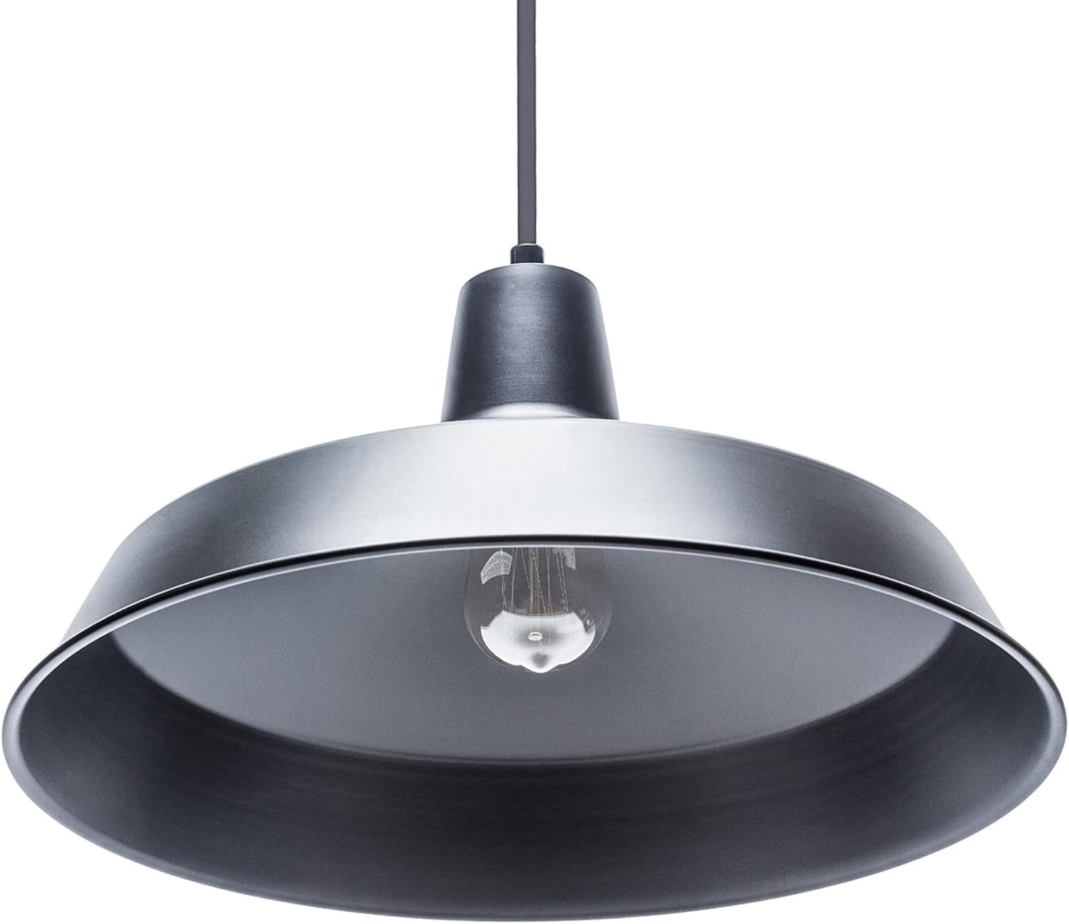 image:imageGLOBE Electric 65155 1Light Industrial Warehouse Pendant Lighting Matte Black Hanging Lamp Hanging Lights Ceiling Light FixtureBarnyard Black PlugIn