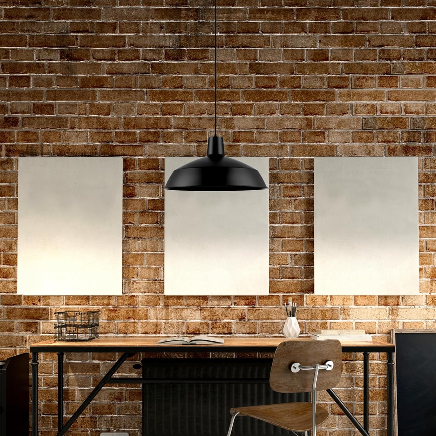 image:imageGLOBE Electric 65155 1Light Industrial Warehouse Pendant Lighting Matte Black Hanging Lamp Hanging Lights Ceiling Light FixtureBarnyard Hardwired
