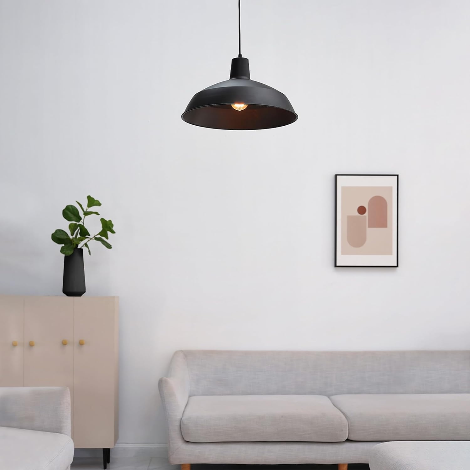 image:imageGLOBE Electric 65155 1Light Industrial Warehouse Pendant Lighting Matte Black Hanging Lamp Hanging Lights Ceiling Light FixtureBarnyard Hardwired