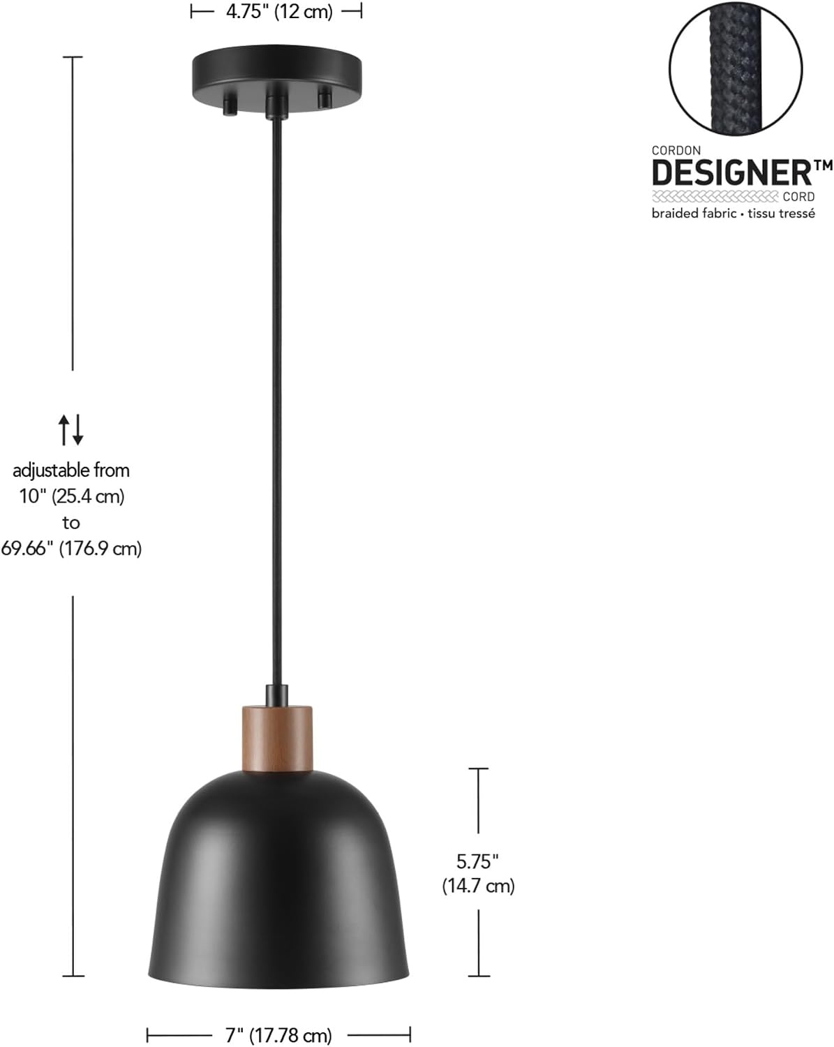 image:imageGLOBE Electric 65155 1Light Industrial Warehouse Pendant Lighting Matte Black Hanging Lamp Hanging Lights Ceiling Light FixtureMatte Black