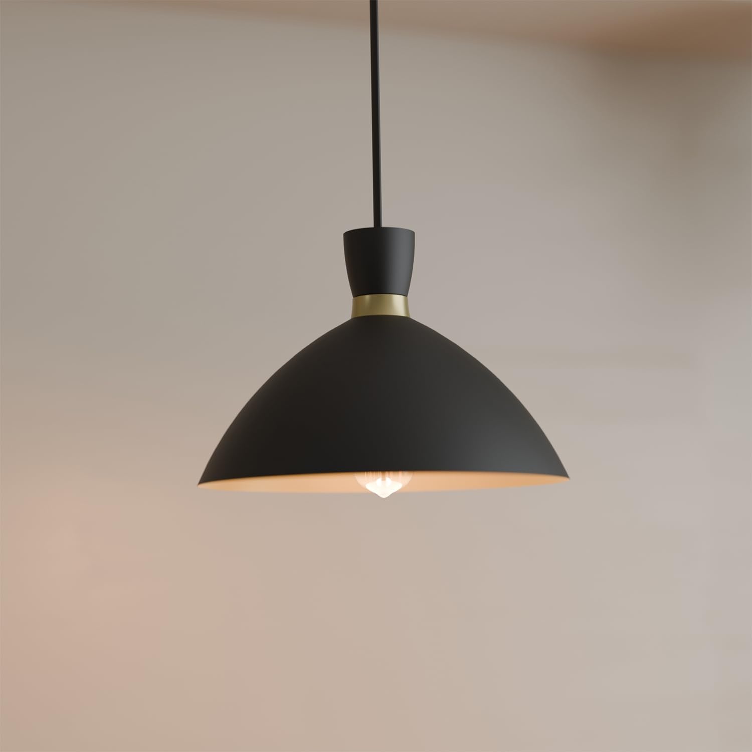 image:imageGLOBE Electric 65155 1Light Industrial Warehouse Pendant Lighting Matte Black Hanging Lamp Hanging Lights Ceiling Light FixtureMatte Black Brass Interior