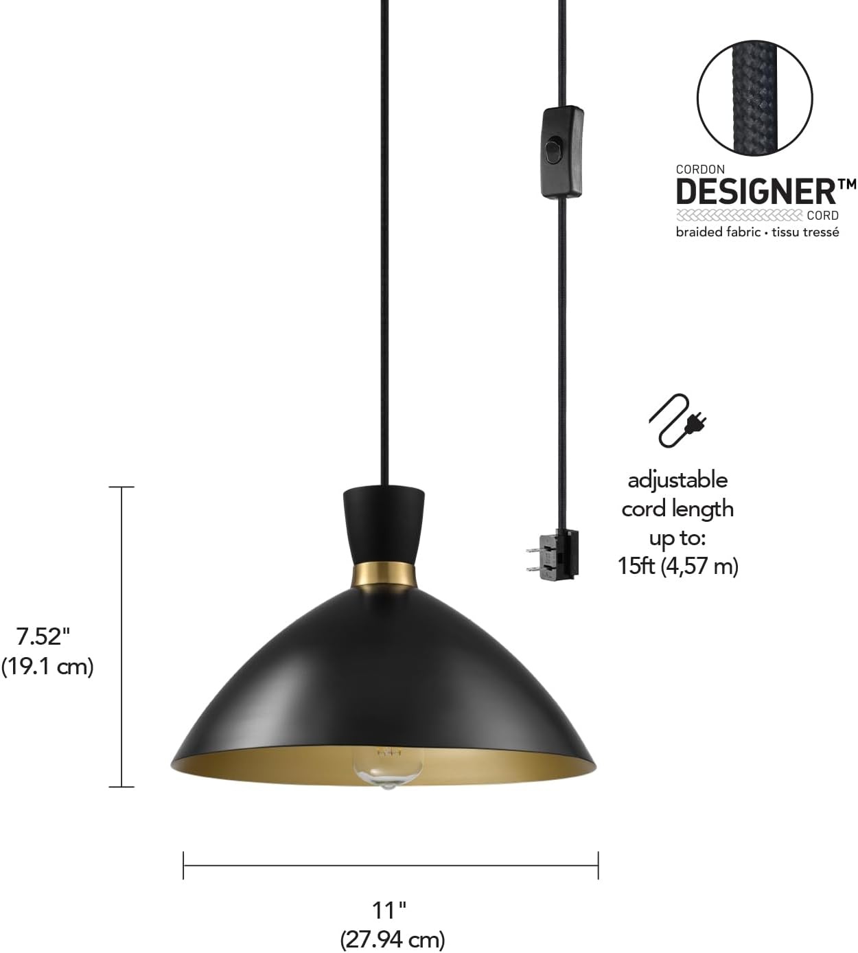 image:imageGLOBE Electric 65155 1Light Industrial Warehouse Pendant Lighting Matte Black Hanging Lamp Hanging Lights Ceiling Light FixtureMatte Black Brass Interior