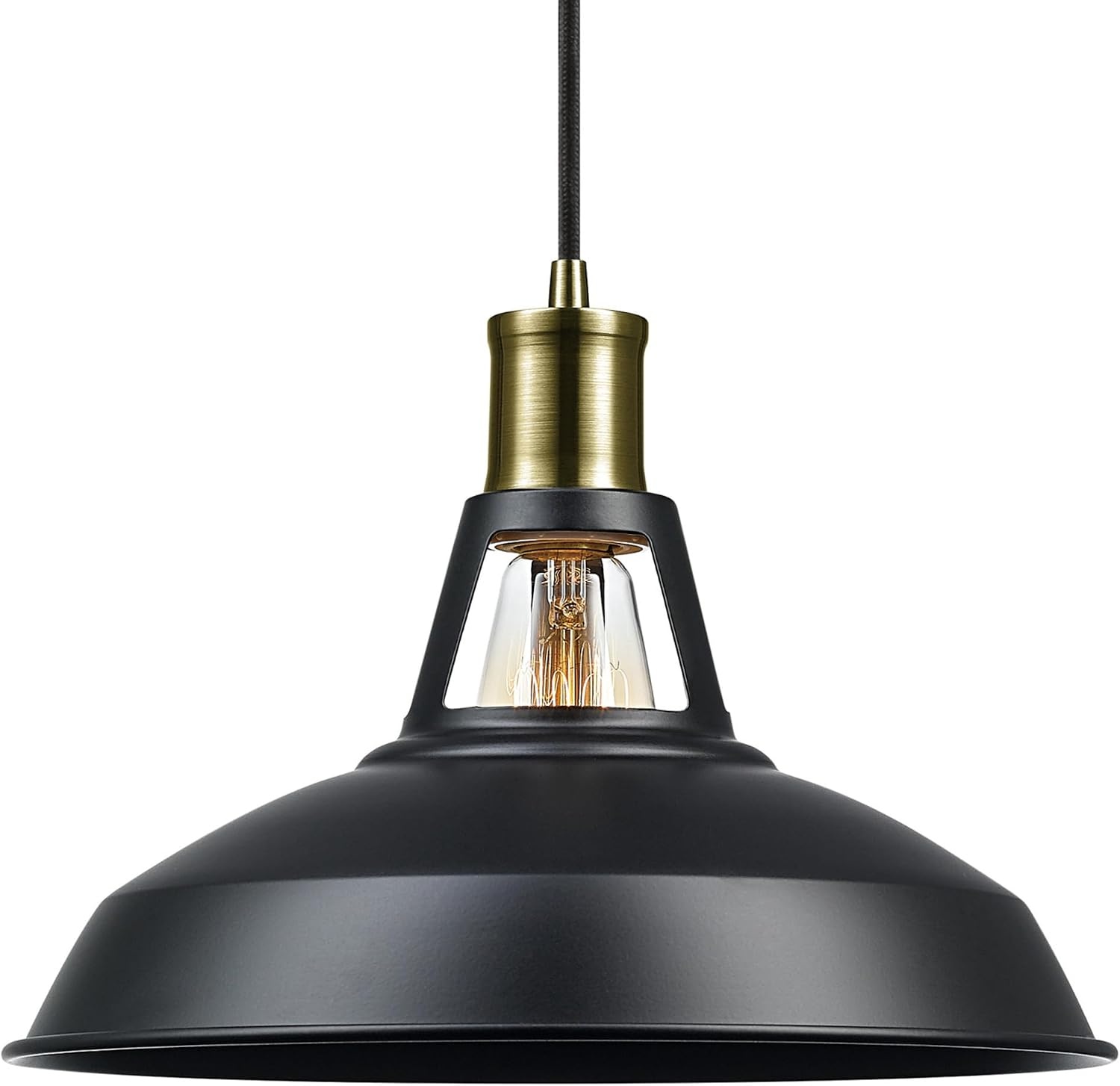 image:imageGLOBE Electric 65155 1Light Industrial Warehouse Pendant Lighting Matte Black Hanging Lamp Hanging Lights Ceiling Light FixtureRobin
