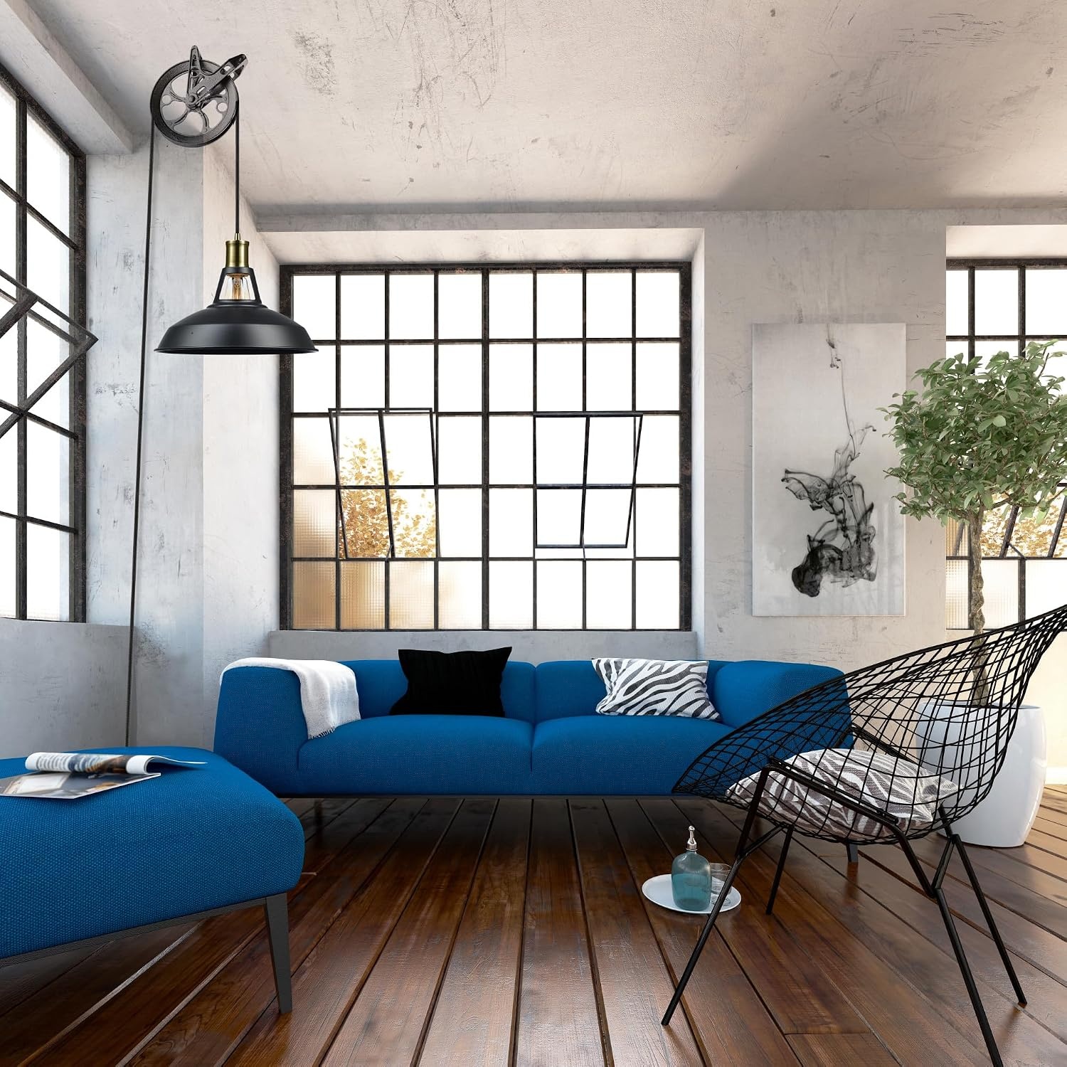 image:imageGLOBE Electric 65155 1Light Industrial Warehouse Pendant Lighting Matte Black Hanging Lamp Hanging Lights Ceiling Light FixtureRobin