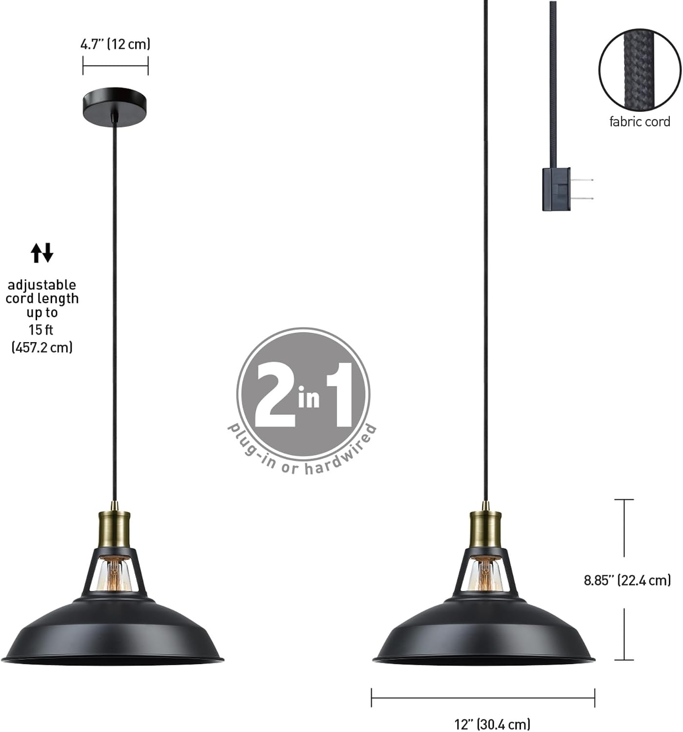 image:imageGLOBE Electric 65155 1Light Industrial Warehouse Pendant Lighting Matte Black Hanging Lamp Hanging Lights Ceiling Light FixtureRobin