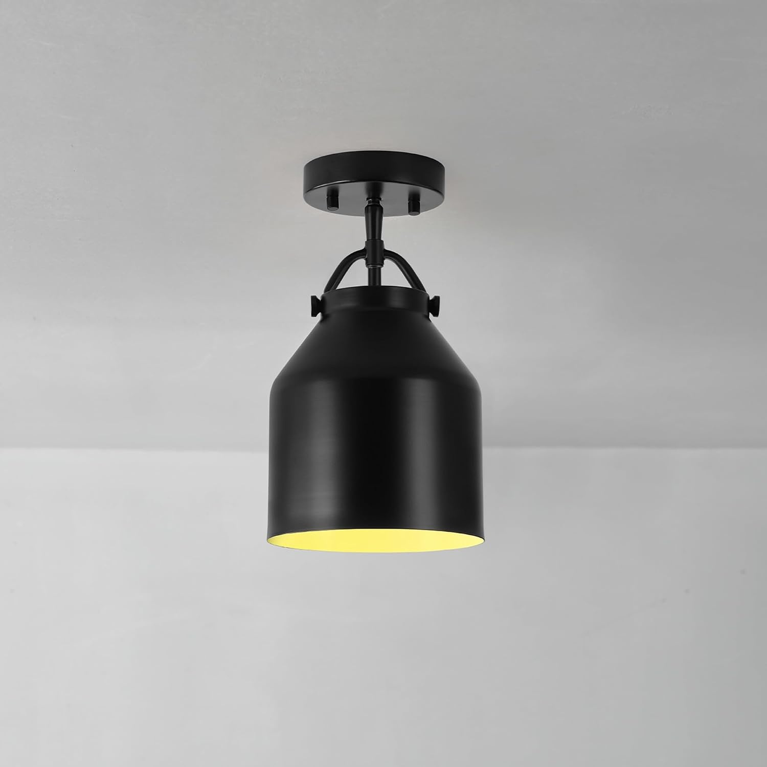 image:imageGLOBE Electric 66000074 1Light Flush Mount Ceiling Light Matte Black Metal Shade E26 Bulb Bedroom Lighting Fixtures Ceiling Dining Room Fixture Lighting for Hallway or Dining Room