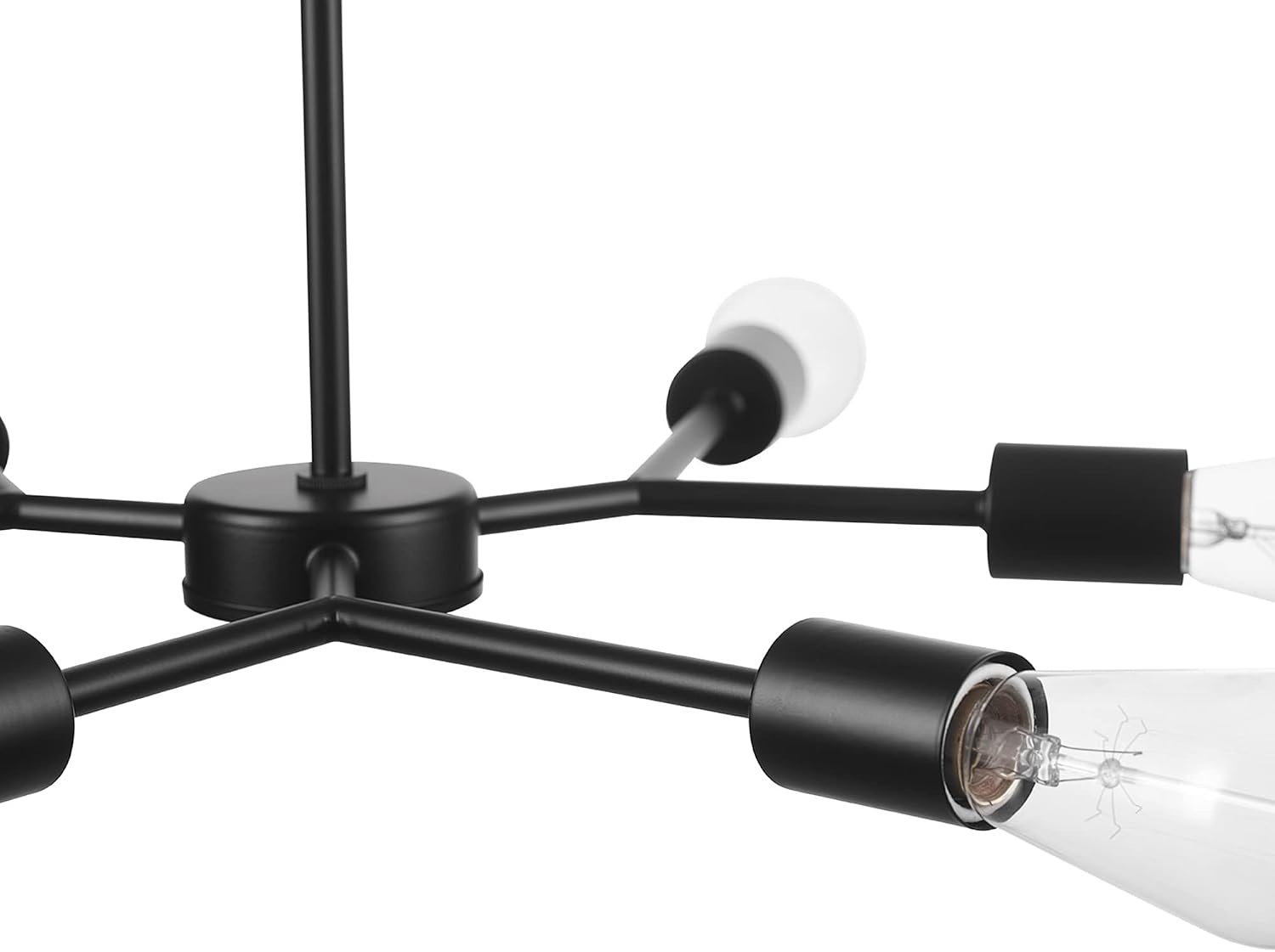image:imageGLOBE Electric 67000064 4Light Convertible Flush Mount Chandelier Matte Black Brass Accents Opal Glass Light Fixtures Ceiling Mount Ceiling Light for Bedroom Lighting for HallwayTetra Black