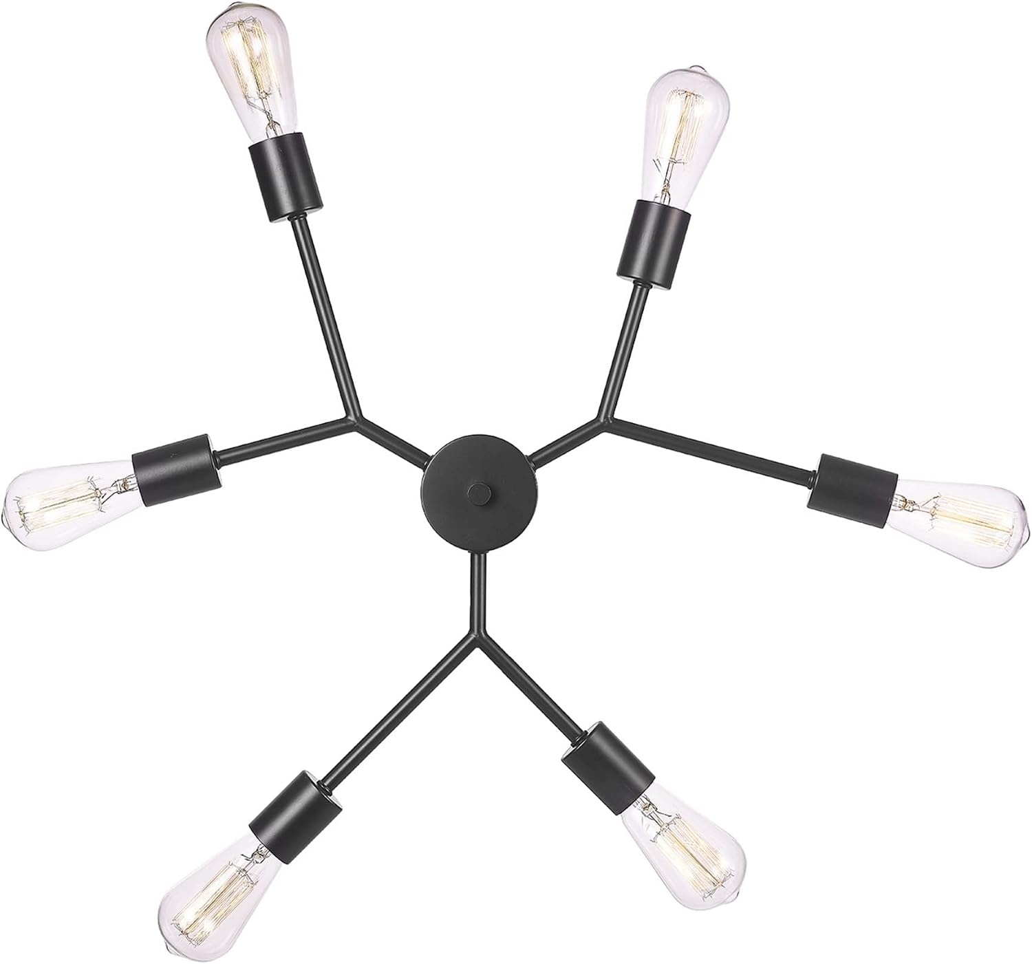 image:imageGLOBE Electric 67000064 4Light Convertible Flush Mount Chandelier Matte Black Brass Accents Opal Glass Light Fixtures Ceiling Mount Ceiling Light for Bedroom Lighting for HallwayTetra Black