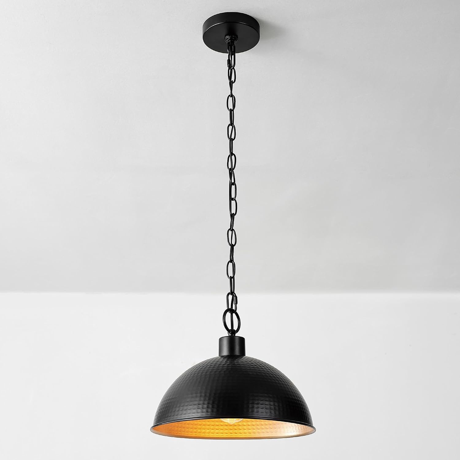 image:imageGLOBE Electric 67000153 1Light Plugin or Hardwire Pendant Light Fixture Matte Black Brass Accents Living Room Pendant Light Dining Room Fixture Hanging Lamp Hanging Lights for BedroomWeathered Black