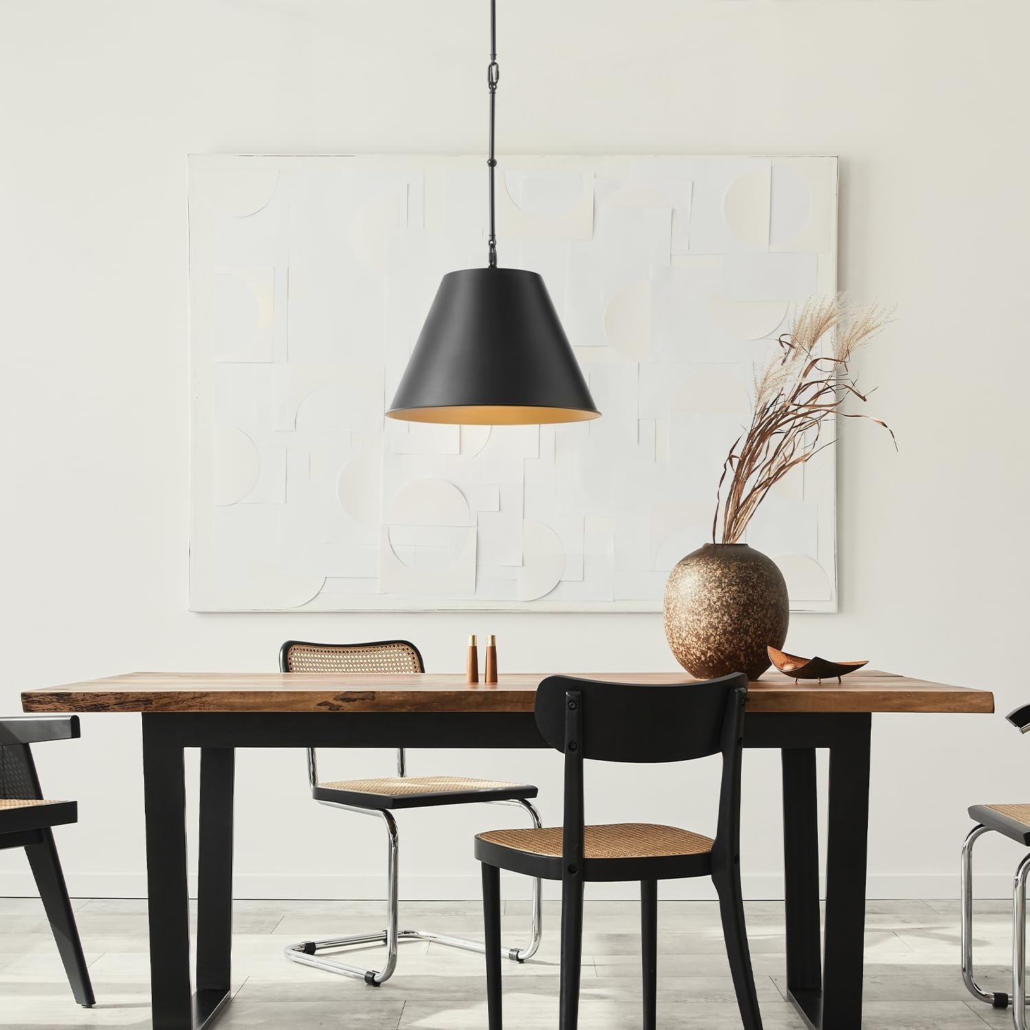 image:imageGLOBE Electric 67000153 1Light Plugin or Hardwire Pendant Light Fixture Matte Black Brass Accents Living Room Pendant Light Dining Room Fixture Hanging Lamp Hanging Lights for BedroomMatte Black Daimen