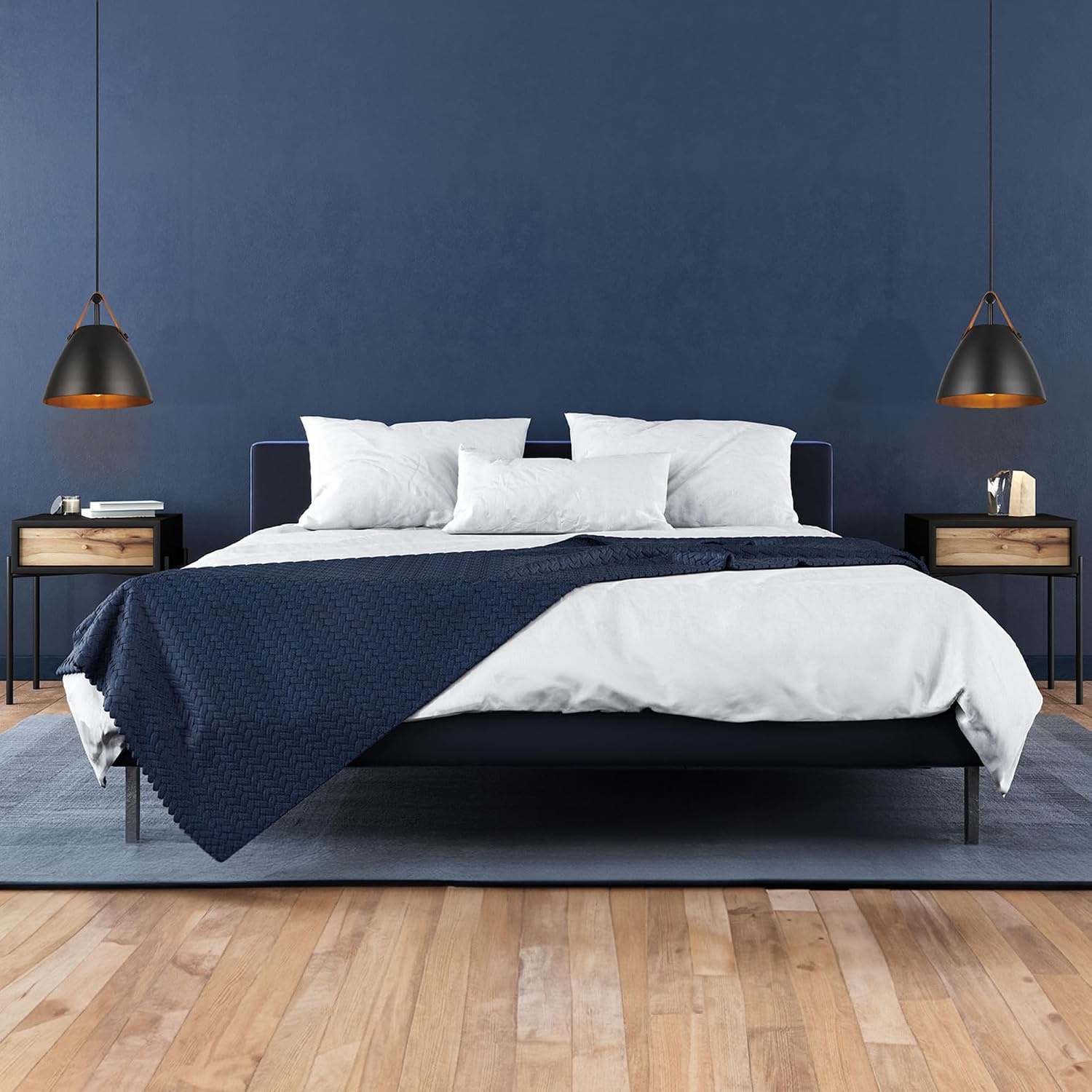 image:imageGLOBE Electric 67000153 1Light Plugin or Hardwire Pendant Light Fixture Matte Black Brass Accents Living Room Pendant Light Dining Room Fixture Hanging Lamp Hanging Lights for BedroomMatte Black Faux Leather Strap