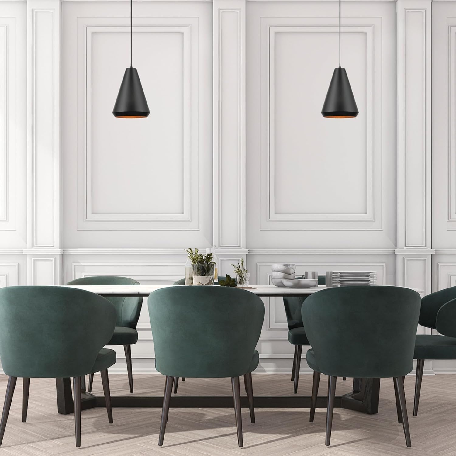 image:imageGLOBE Electric 67000153 1Light Plugin or Hardwire Pendant Light Fixture Matte Black Brass Accents Living Room Pendant Light Dining Room Fixture Hanging Lamp Hanging Lights for BedroomMatte Black