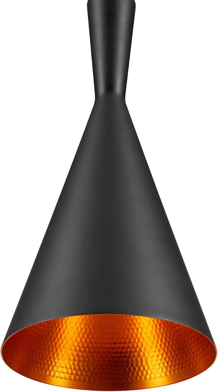 image:imageGLOBE Electric 67000153 1Light Plugin or Hardwire Pendant Light Fixture Matte Black Brass Accents Living Room Pendant Light Dining Room Fixture Hanging Lamp Hanging Lights for BedroomMatte Black Gold