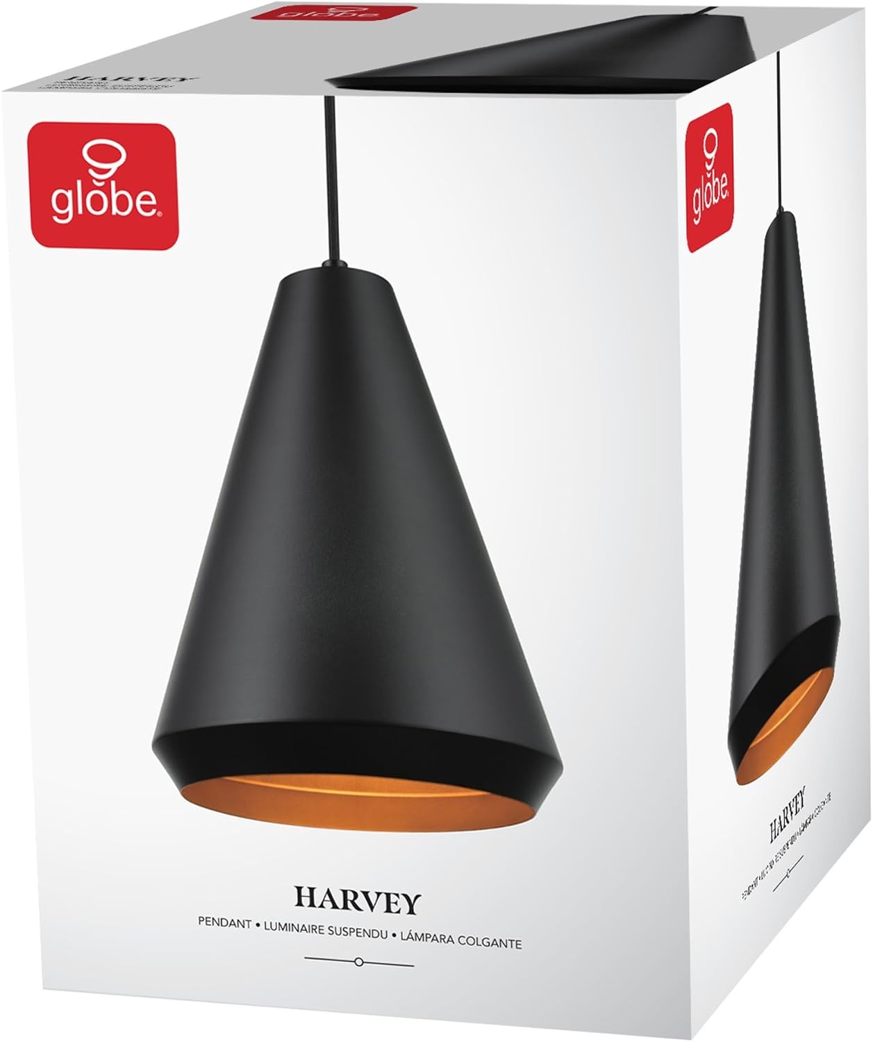 image:imageGLOBE Electric 67000153 1Light Plugin or Hardwire Pendant Light Fixture Matte Black Brass Accents Living Room Pendant Light Dining Room Fixture Hanging Lamp Hanging Lights for BedroomMatte Black