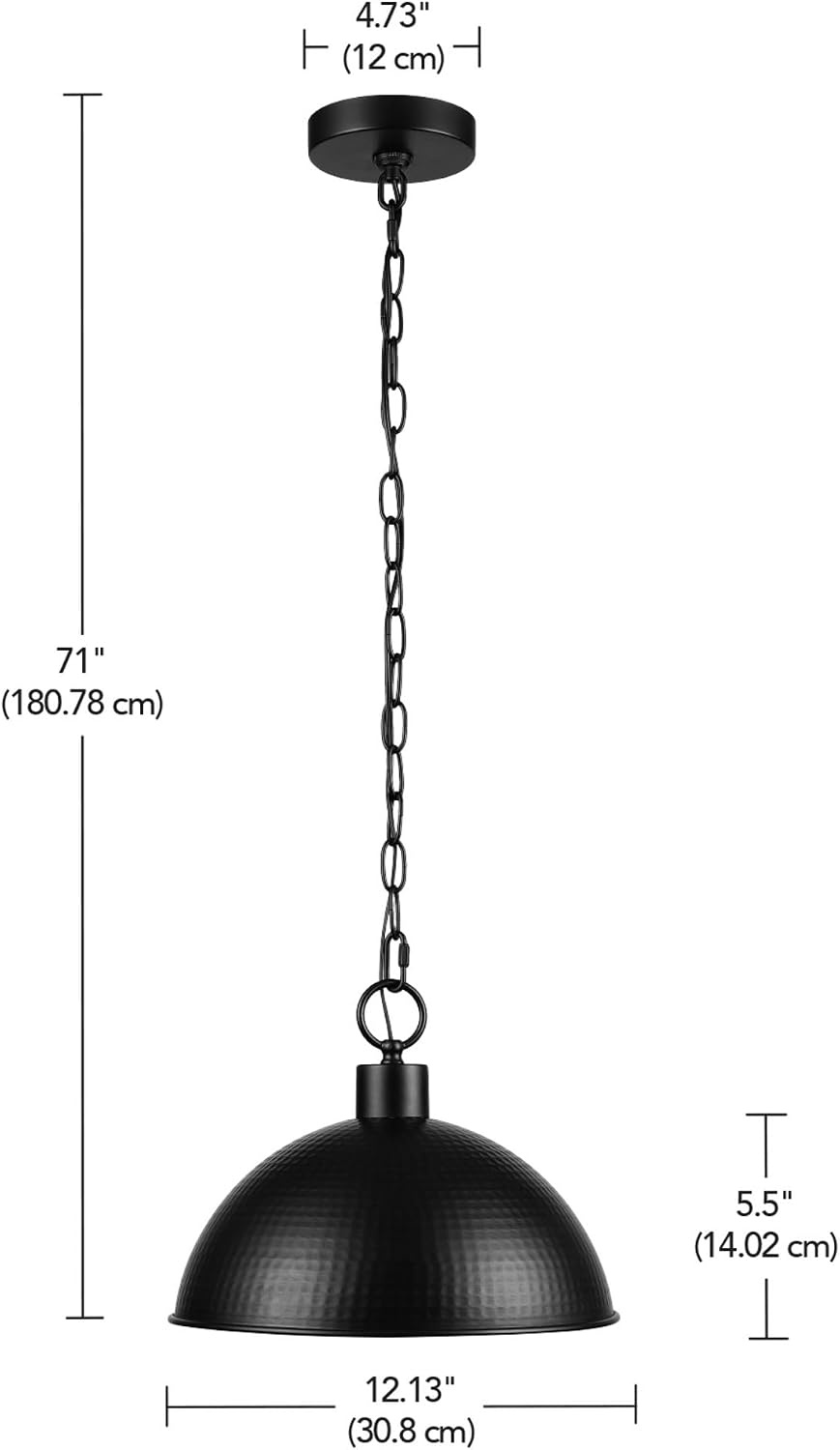 image:imageGLOBE Electric 67000153 1Light Plugin or Hardwire Pendant Light Fixture Matte Black Brass Accents Living Room Pendant Light Dining Room Fixture Hanging Lamp Hanging Lights for BedroomWeathered Black