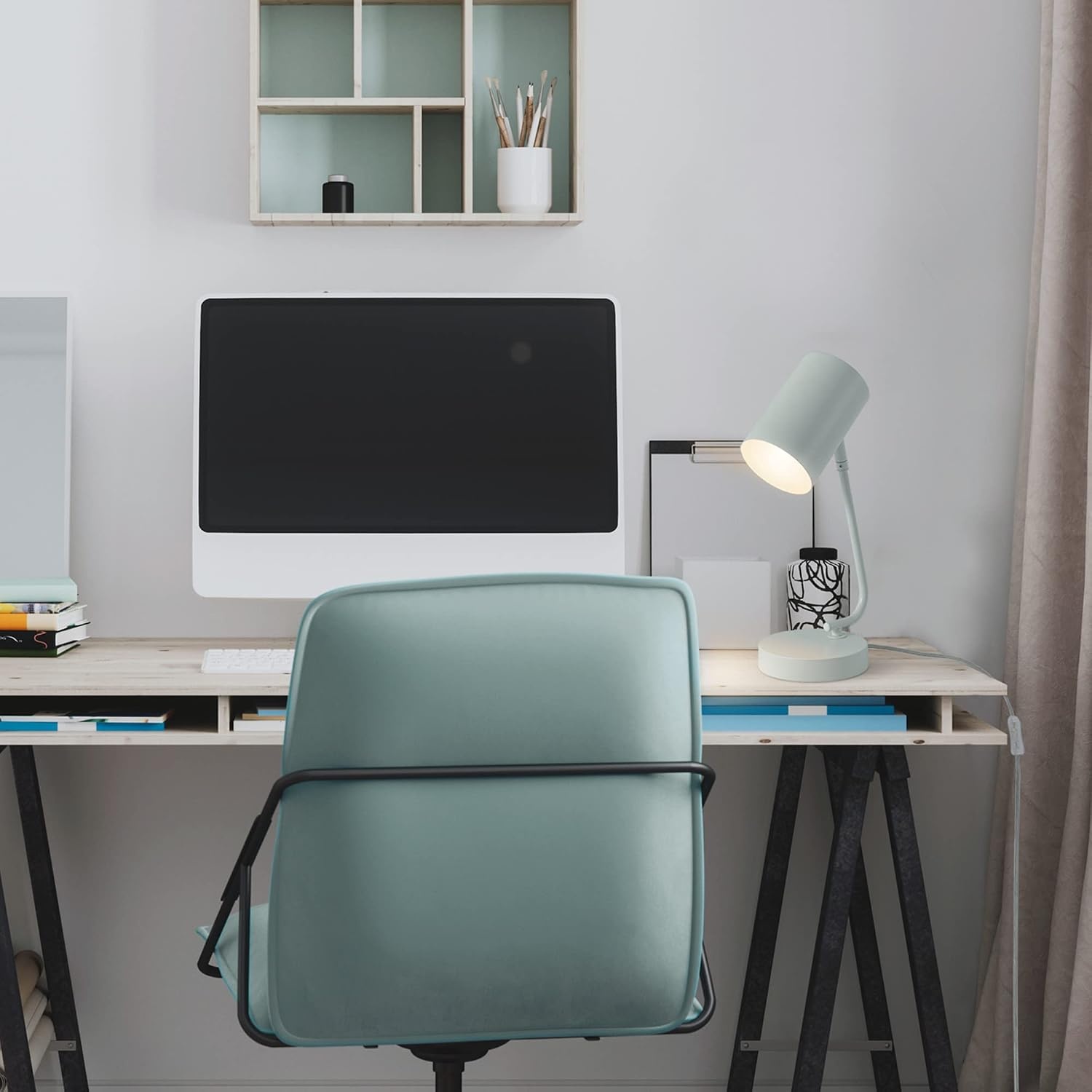 image:imageGlobe Electric 12651 Jordan 15 Desk Lamp Matte Light Blue inLine OnOff Rocker SwitchMatte Blue