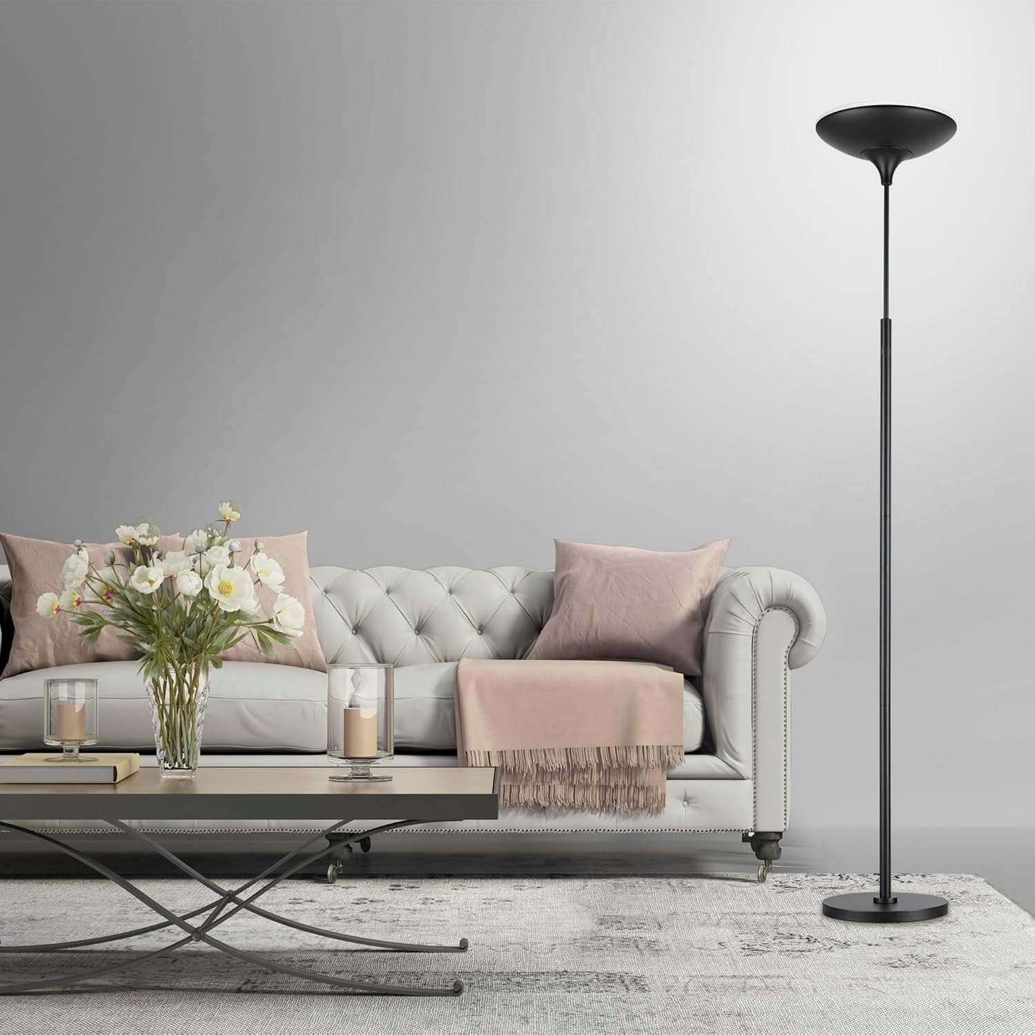 image:imageGlobe Electric 12784 LED Floor Lamp Torchiere Energy Star Certified Dimmable Super Bright 43W 3010 Lumens Matte Black Finish 709Black