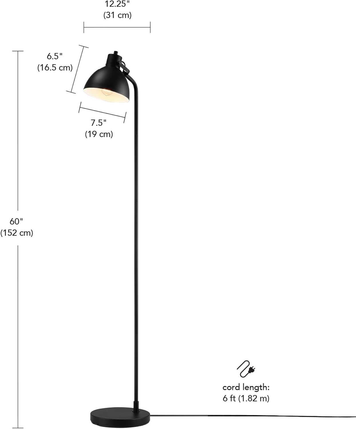 image:imageGlobe Electric 12916 Lex 60 Floor Lamp Black Satin Finish Gold AccentsBlack Fern