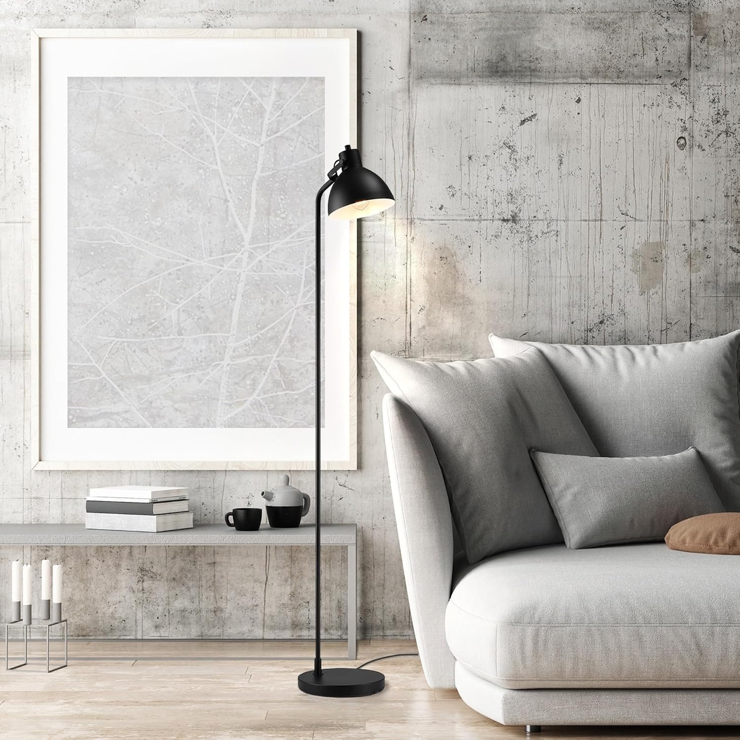 image:imageGlobe Electric 12916 Lex 60 Floor Lamp Black Satin Finish Gold AccentsBlack Fern