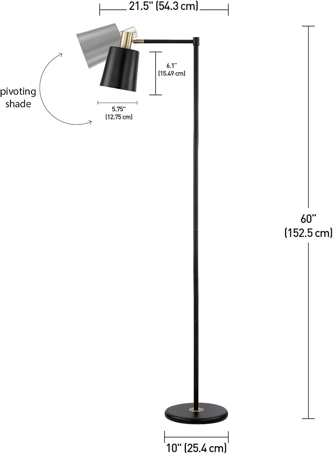 image:imageGlobe Electric 12916 Lex 60 Floor Lamp Black Satin Finish Gold AccentsBlack