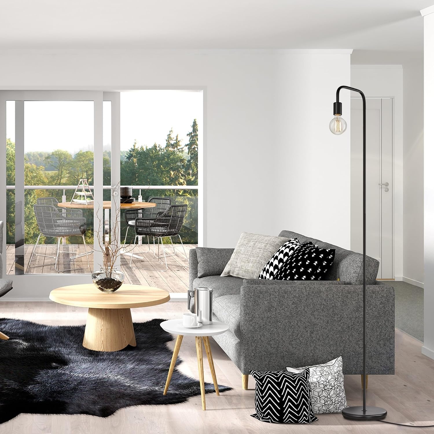image:imageGlobe Electric 12937 Holden 70 Floor Lamp Black Satin Finish inLine OnOff Foot SwitchBlack