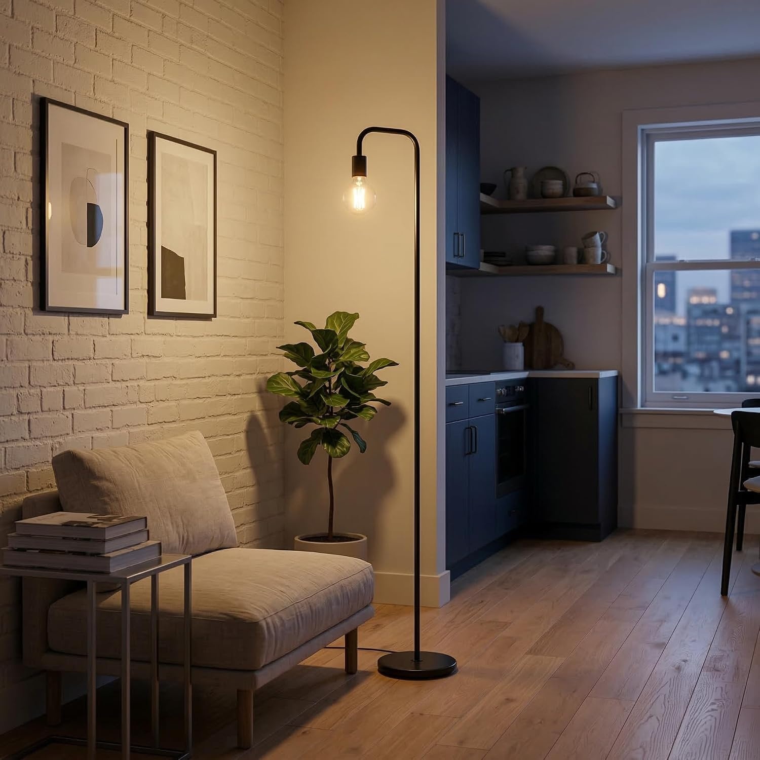 image:imageGlobe Electric 12937 Holden 70 Floor Lamp Black Satin Finish inLine OnOff Foot SwitchBlack