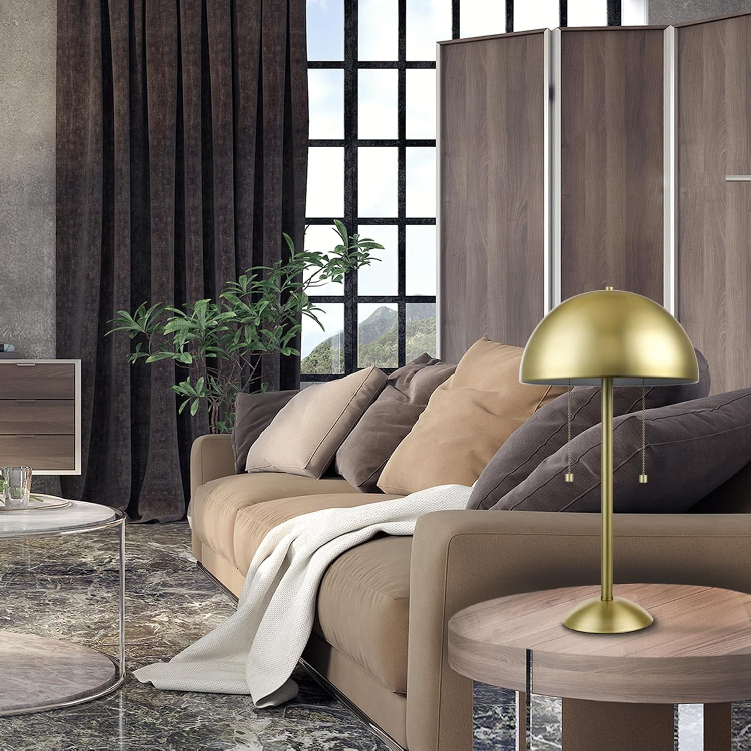 image:imageGlobe Electric 12976 Haydel 21 2Light Table Lamp Matte Brass Double OnOff Pull ChainHaydel Brass