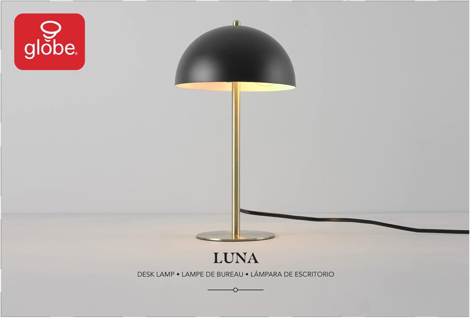 image:imageGlobe Electric 12976 Haydel 21 2Light Table Lamp Matte Brass Double OnOff Pull ChainLuna Black