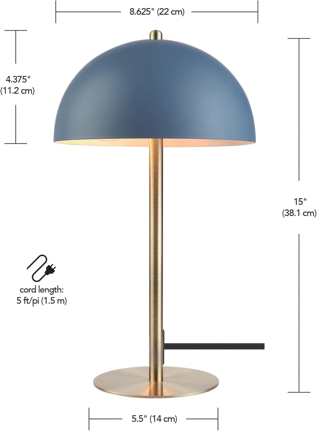 image:imageGlobe Electric 12976 Haydel 21 2Light Table Lamp Matte Brass Double OnOff Pull ChainLuna Blue