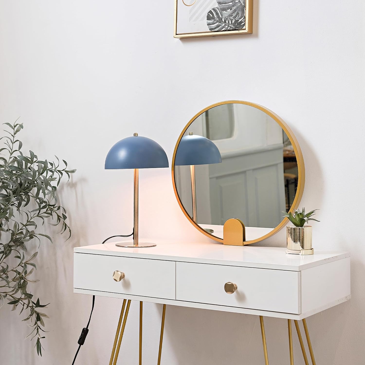 image:imageGlobe Electric 12976 Haydel 21 2Light Table Lamp Matte Brass Double OnOff Pull ChainLuna Blue